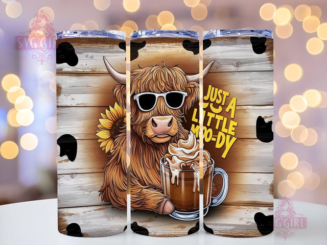 Just A Little Moody 20oz Tumbler Wrap Sublimation Design, Straight Tapered Tumbler Wrap, Highland Cow Tumbler Png, Instant Digital Download Sublimation SvggirlplusArt 