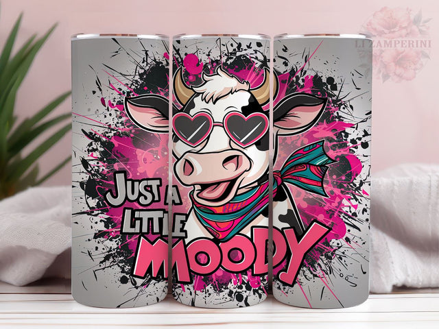 Just A Little Moody Cow 20oz Tumbler Wrap PNG, Funny Cow Tumbler Png, Straight & Tapered Tumbler Wrap, Instant Digital Download Sublimation Li Zamperini 