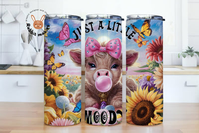 Just a Little Moody Highland Cow 20 oz Skinny Tumbler Sublimation Design PNG, Highland Cow Tumbler Wrap, Funny Tumbler Sublimation Rabbitmakies 
