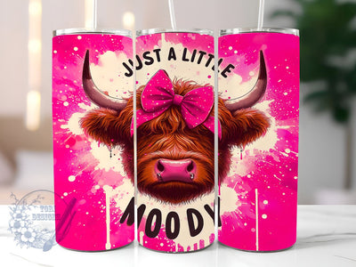 Just a Little Moody Highland Cow 20oz Skinny Tumbler, Highland Cow Tumbler Png, Straight & Tapered Tumbler Wrap, Instant Digital Download Sublimation ToriDesigns 