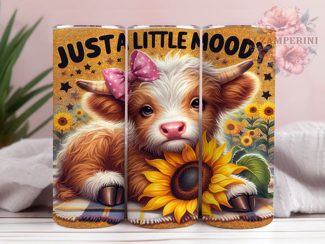 Just a Little Moody Highland Cow 20oz Tumbler Wrap PNG, Highland Cow Tumbler Png, Straight & Tapered Tumbler Wrap, Instant Digital Download Sublimation Li Zamperini 