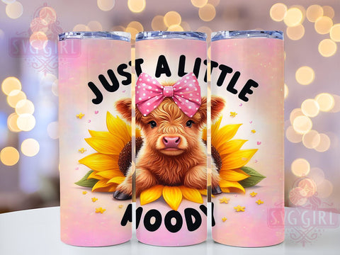 Just a Little Moody Highland Cow 20oz Tumbler Wrap Sublimation Design, Straight Tapered Tumbler Wrap, Highland Cow Tumbler Png, Instant Digital Download Sublimation SvggirlplusArt 