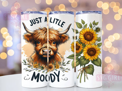 Just a little Moody Highland Cow Sunflowers 20oz Tumbler Wrap Sublimation Design, Straight Tapered Tumbler Wrap, Highland Cow Tumbler Png, Instant Digital Download Sublimation SvggirlplusArt 