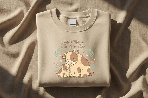 Just A Mama Who Loves Cows Png, Cow Mom Png, Farm Mama Png Design, Highland Cow Mama, Cute Cow and Calf Sublimation Western Mom Shirt Design SVG TiffsCraftyCreations 