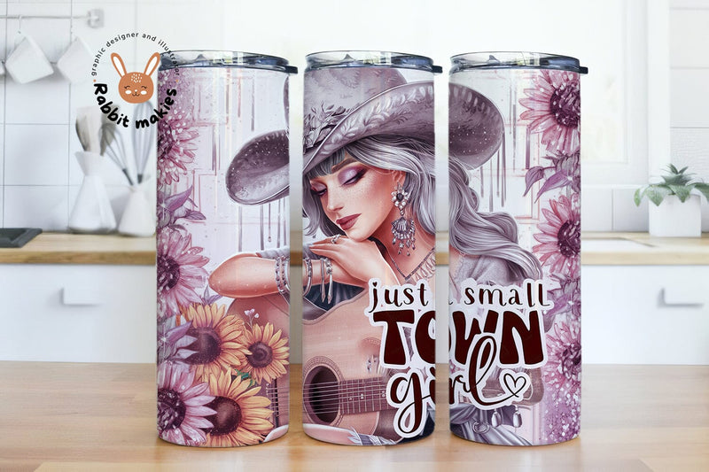 Just a Small Town Girl 20 Oz Skinny Sublimation Tumbler PNG, Country Western Tumbler Design Digital Download Sublimation Rabbitmakies 