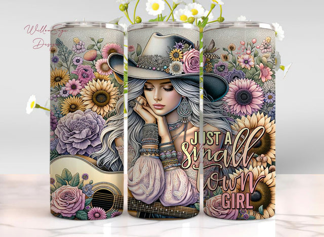 Just a Small Town Girl 20oz Skinny Straight and Tapered Tumbler Wrap PNG, Western, Country Tumblerl Sublimation WillowSageDesign 