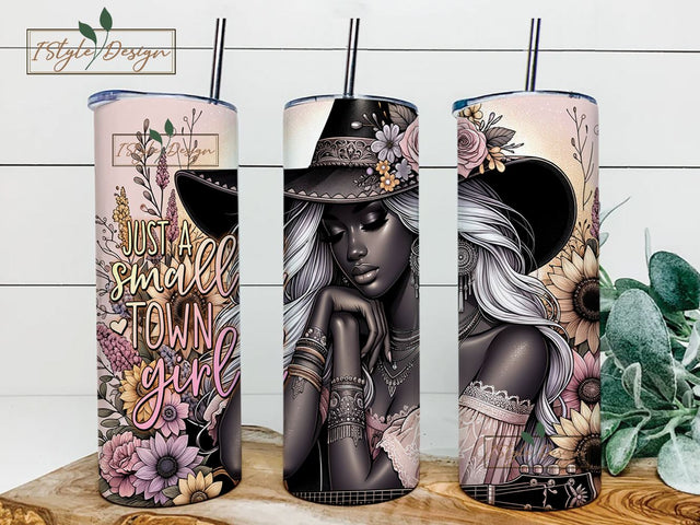 Just A Small Town Girl Skinny Tumbler Sublimation Design, Straight Tapered Seamless Wrap, PNG Instant Digital Download Sublimation iStyleDesign 