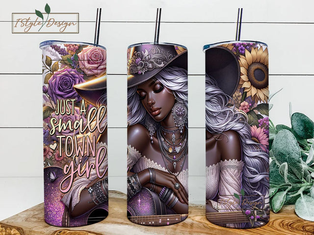 Just A Small Town Girl Skinny Tumbler Sublimation Design, Straight Tapered Seamless Wrap, PNG Instant Digital Download Sublimation iStyleDesign 