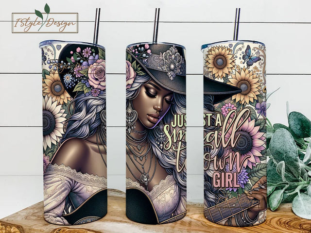 Just A Small Town Girl Skinny Tumbler Sublimation Design, Straight Tapered Seamless Wrap, PNG Instant Digital Download Sublimation iStyleDesign 