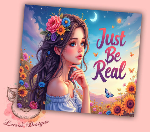 Just Be Real Tumbler, Inspirational Tumbler Wrap, 20oz PNG Design, Motivational Sublimation, Digital Tumbler Wrap, Custom Tumbler Design, Positive Vibes Tumbler Sublimation Lara' s Designs 