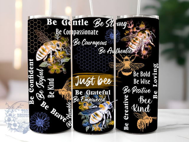Just BEE Positive Affirmations 20 oz Skinny Tumbler, Inspirational Butterfly Tumbler PNG, Straight & Tapered Tumbler Wrap PNG, Instant Digital Download PNG, Sublimation Designs Downloads Sublimation ToriDesigns 
