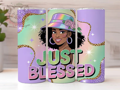 Just Blessed Black Woman Tumbler, Black Woman, Bible Verse, Faith Design, Inspirational Art, Tumbler Wrap, Sublimation Design Sublimation Lara' s Designs 
