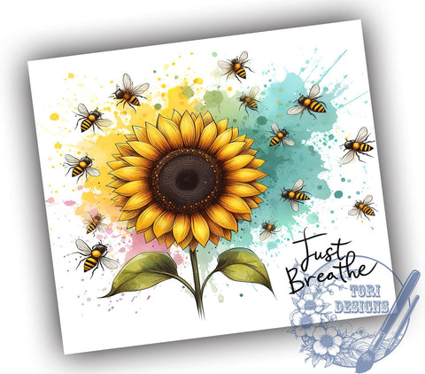 Just Breathe 20oz Skinny Tumbler PNG, Positive Affirmation Tumbler Sublimation Wrap, Straight & Tapered Tumbler Wrap, Instant Digital Download Sublimation ToriDesigns 