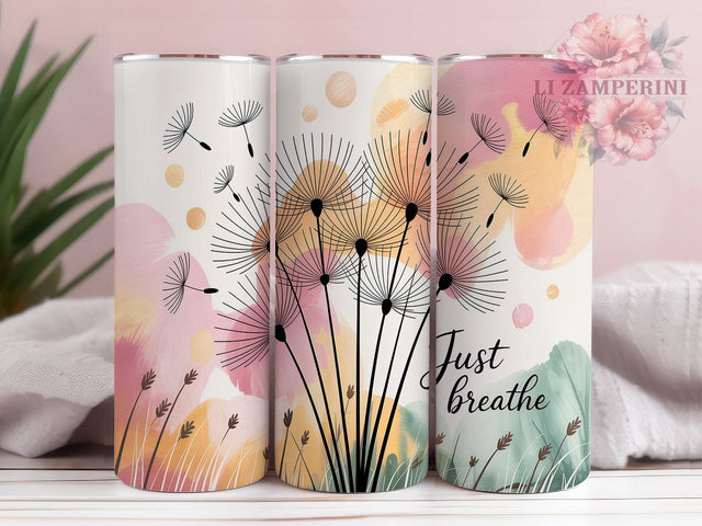 Just Breathe Affirmation Mindfulness Tumbler, Affirmation Tumbler Wrap, Motivational Tumbler Design, 20oz Skinny Tumbler, Mindfulness Sublimation, Positive Quote Tumbler Sublimation Li Zamperini 