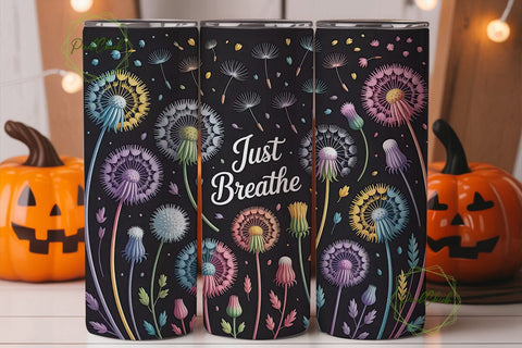 Just Breathe Dandelion 20oz Tumbler Wrap Sublimation PixelChick 
