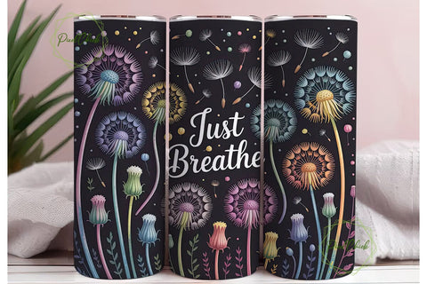Just Breathe Dandelion 20oz Tumbler Wrap Sublimation PixelChick 