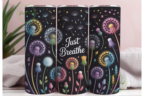 Just Breathe Dandelion 20oz Tumbler Wrap Sublimation PixelChick 