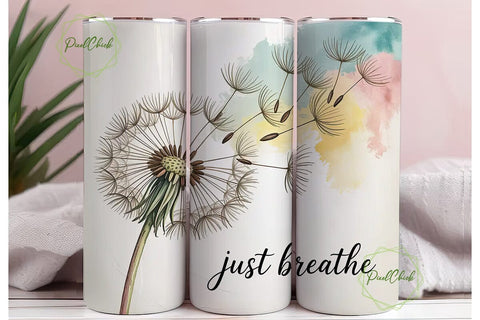 Just Breathe Dandelion 20oz Tumbler Wrap Sublimation PixelChick 