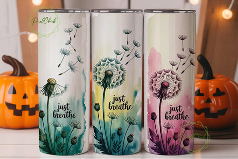 Just Breathe Dandelion 20oz Tumbler Wrap Sublimation PixelChick 