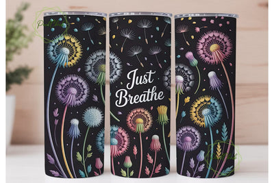 Just Breathe Dandelion 20oz Tumbler Wrap Sublimation PixelChick 