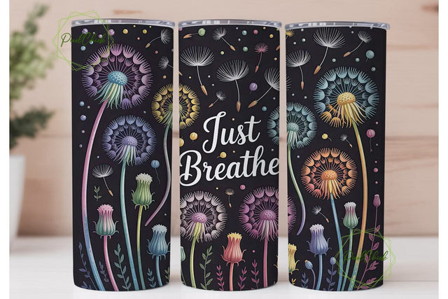 Just Breathe Dandelion 20oz Tumbler Wrap Sublimation PixelChick 