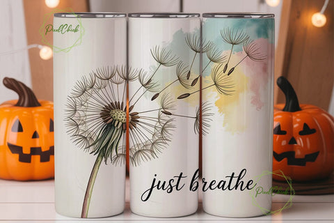 Just Breathe Dandelion 20oz Tumbler Wrap Sublimation PixelChick 