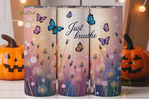 Just Breathe Dandelion Tumbler Wrap Sublimation PixelChick 