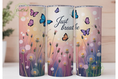 Just Breathe Dandelion Tumbler Wrap Sublimation PixelChick 