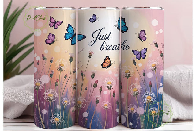 Just Breathe Dandelion Tumbler Wrap Sublimation PixelChick 