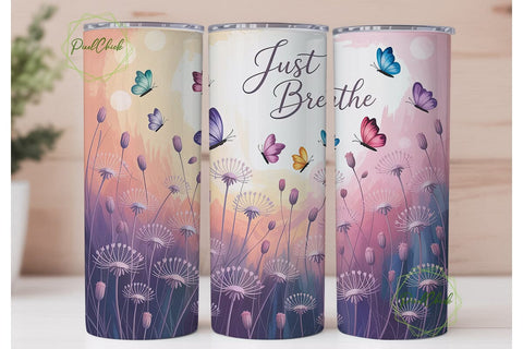 Just Breathe Dandelion Tumbler Wrap Sublimation PixelChick 