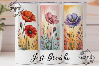 Just Breathe Floral 20oz Tumbler Wrap Sublimation sassyprint 