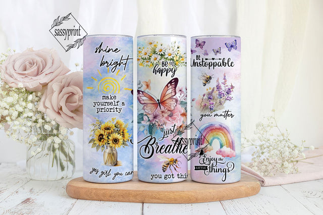 Just breathe tumbler png, Motivational tumbler, flowers tumbler designs, tumbler png download Straight Tapered Sublimation sassyprint 