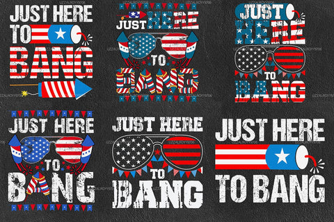 Just Here to Bang Bundle PNG, Funny 4th of July Sublimation Bundle, Patriotic Fireworks Clipart, Independence Day Design SVG DesignDestine 
