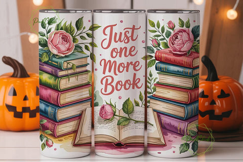 Just One More Book 20oz Tumbler Wrap Sublimation PixelChick 