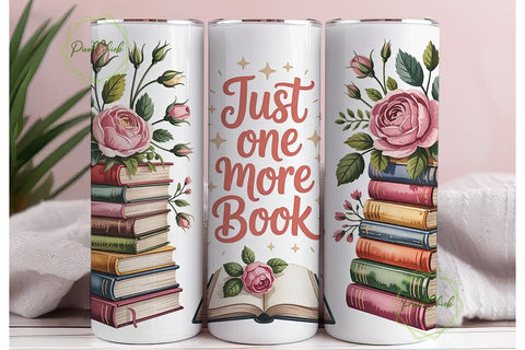 Just One More Book 20oz Tumbler Wrap Sublimation PixelChick 