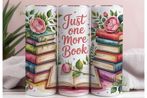 Just One More Book 20oz Tumbler Wrap Sublimation PixelChick 
