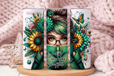 Just One More Chapter 20 oz Skinny Tumbler Wrap Sublimation Design, Reading Tumbler, Digital Download PNG Sublimation DesignSVG 