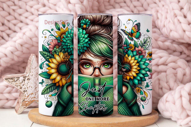 Just One More Chapter 20 oz Skinny Tumbler Wrap Sublimation Design, Reading Tumbler, Digital Download PNG Sublimation DesignSVG 