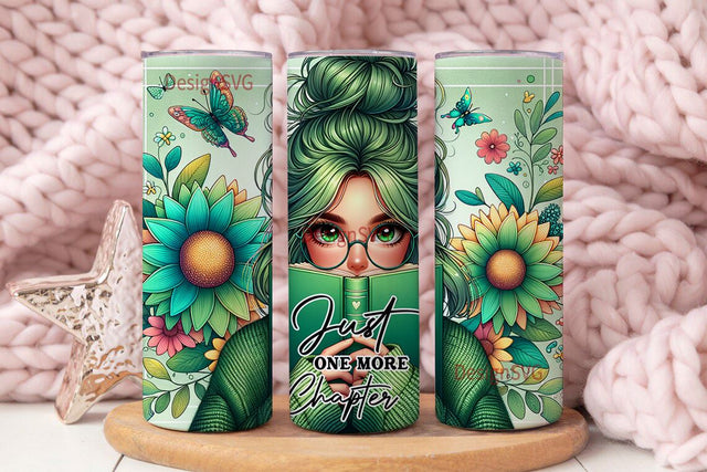 Just One More Chapter 20 oz Skinny Tumbler Wrap Sublimation Design, Reading Tumbler, Digital Download PNG Sublimation DesignSVG 