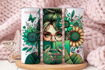 Just One More Chapter 20 oz Skinny Tumbler Wrap Sublimation Design, Reading Tumbler, Digital Download PNG Sublimation DesignSVG 