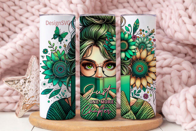 Just One More Chapter 20 oz Skinny Tumbler Wrap Sublimation Design, Reading Tumbler, Digital Download PNG Sublimation DesignSVG 