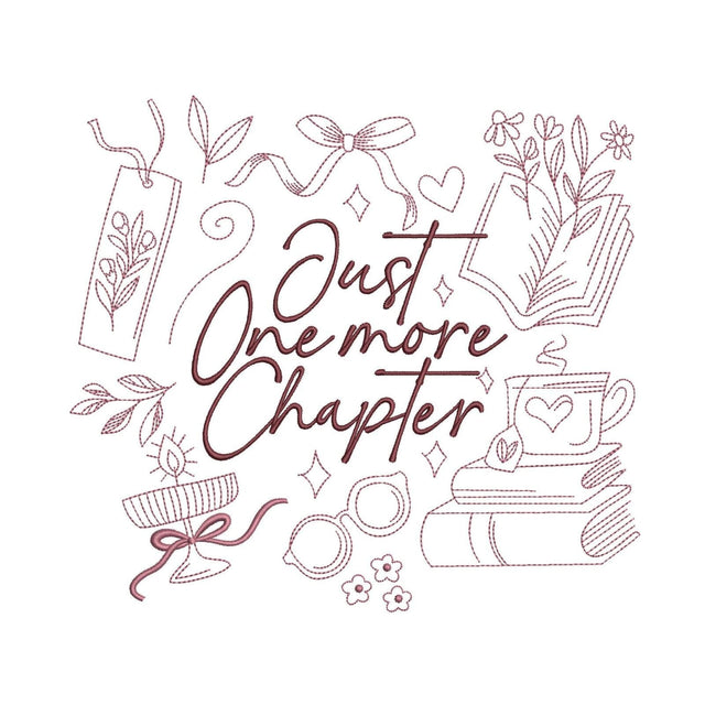 Just One More Chapter with Book Elements Machine Embroidery Design, 4 sizes, Instant Download Embroidery/Applique DESIGNS Nino Nadaraia 