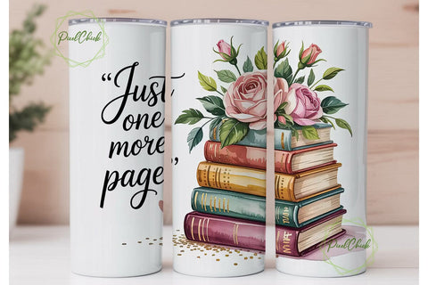 Just One More Page 20oz Tumbler Wrap Sublimation PixelChick 
