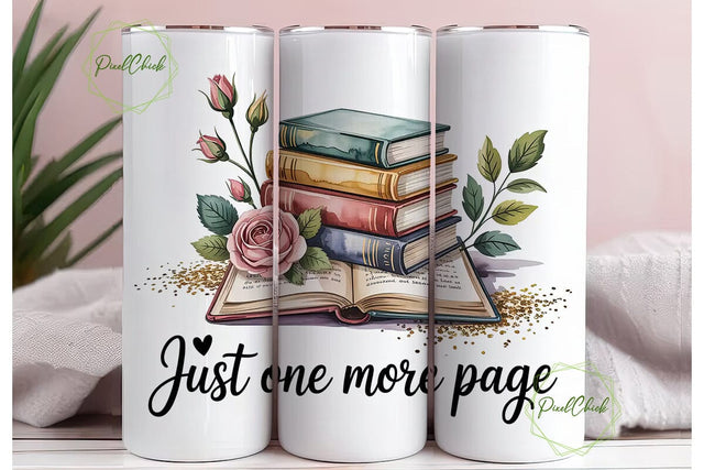 Just One More Page 20oz Tumbler Wrap Sublimation PixelChick 
