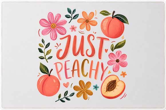 Just Peachy PNG | Floral Peach Quote Sublimation Digital Download SVG BillahCrafts 