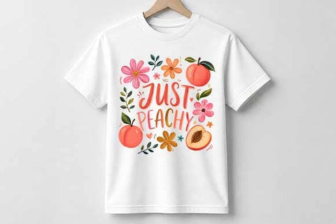 Just Peachy PNG | Floral Peach Quote Sublimation Digital Download SVG BillahCrafts 