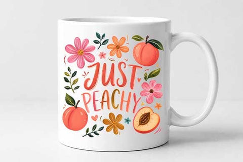Just Peachy PNG | Floral Peach Quote Sublimation Digital Download SVG BillahCrafts 