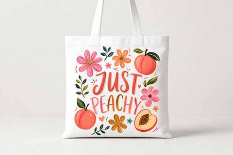 Just Peachy PNG | Floral Peach Quote Sublimation Digital Download SVG BillahCrafts 