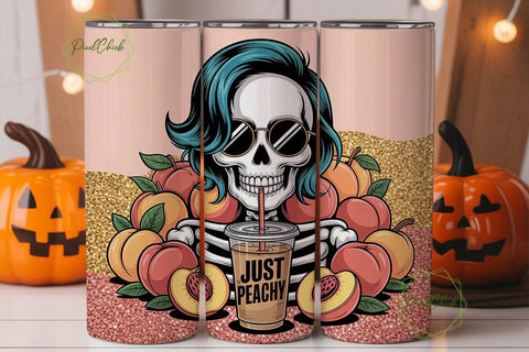 Just Peachy Skeleton 20oz Tumbler Wrap Sublimation PixelChick 
