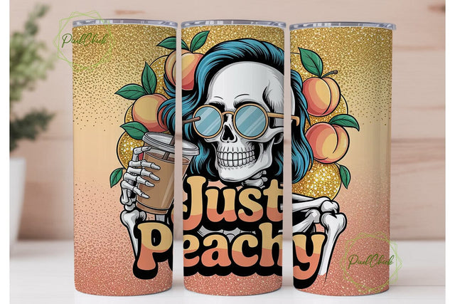 Just Peachy Skeleton 20oz Tumbler Wrap Sublimation PixelChick 